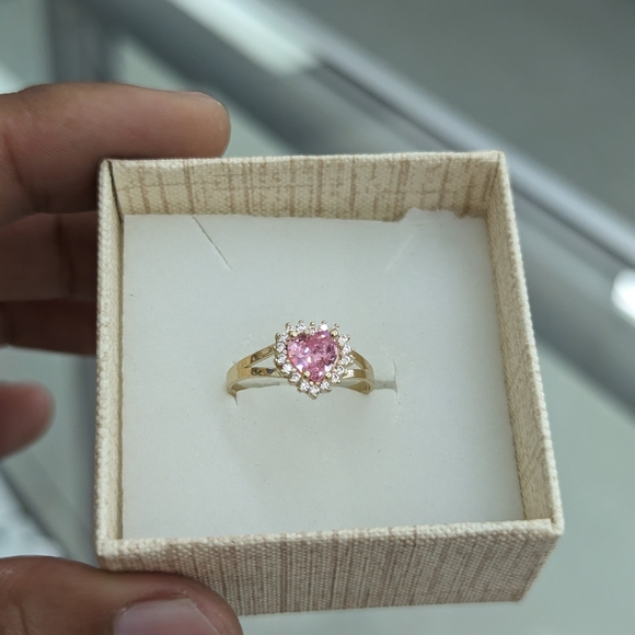 14kt Real Gold Heart Stone Ring For Women